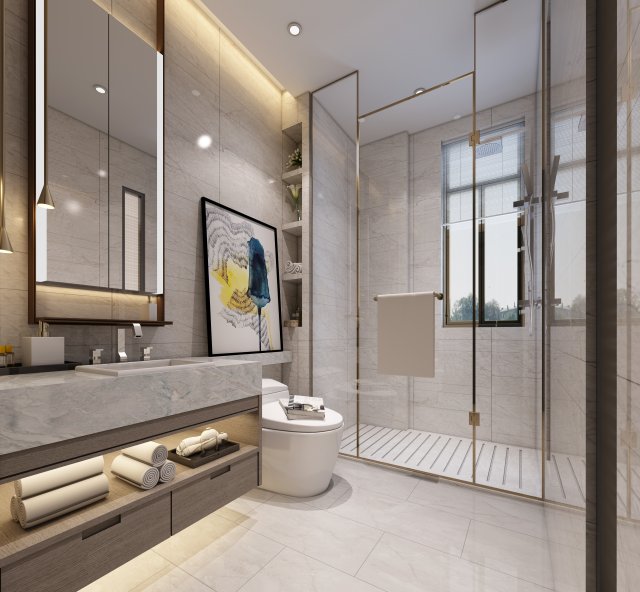 modern toilet bathroom 3D Модель .c4d .max .obj .3ds .fbx .stl .blend 