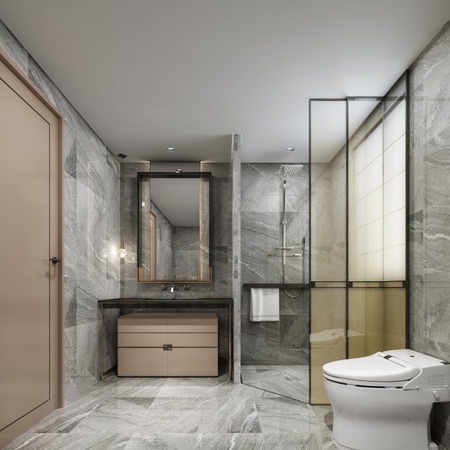 modern toilet bathroom Model 3D .c4d .max .obj .3ds .fbx .stl .blend