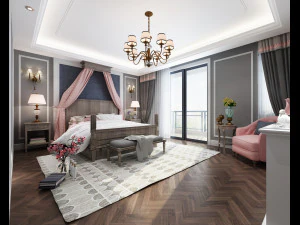 роскошная спальня 3D Модель
