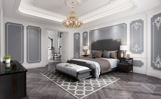 luxurious bedroom 3D 모델 .c4d .max .obj .3ds .fbx .stl .blend 