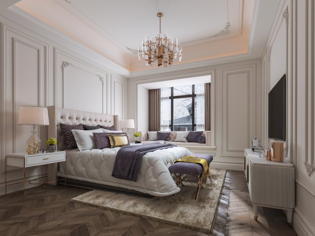 luxurious bedroom Modello 3D .c4d .max .obj .3ds .fbx .stl .blend 