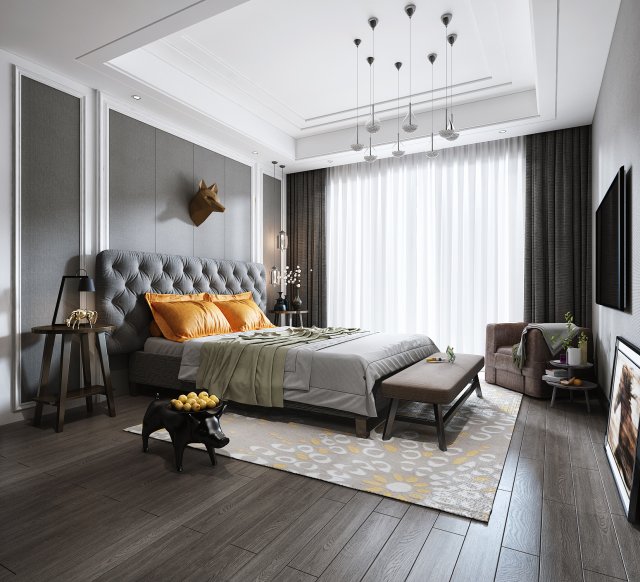 luxurious bedroom 3D-Modell .c4d .max .obj .3ds .fbx .stl .blend 