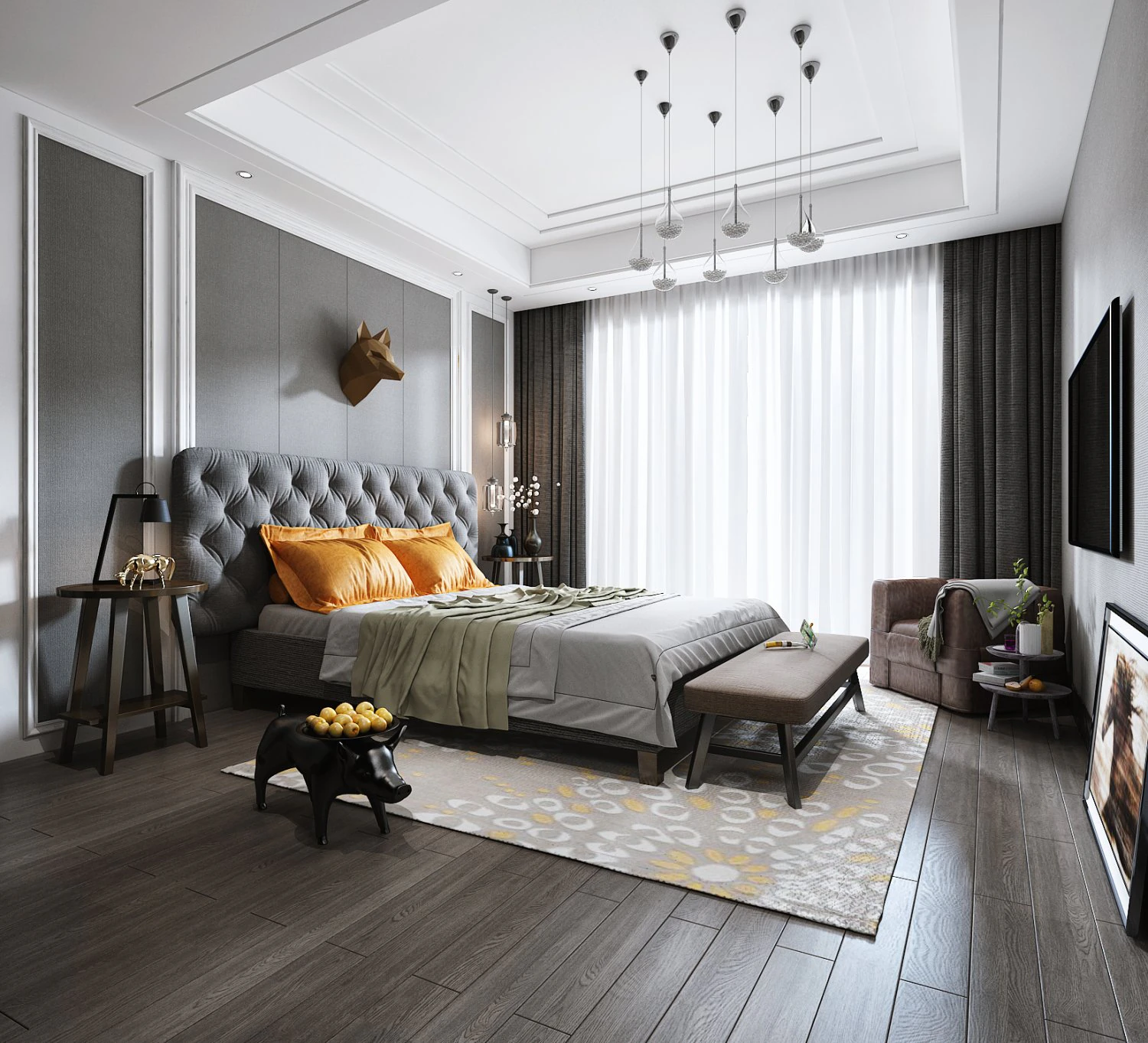 luxurious bedroom 3D Model .c4d .max .obj .3ds .fbx .stl .blend 