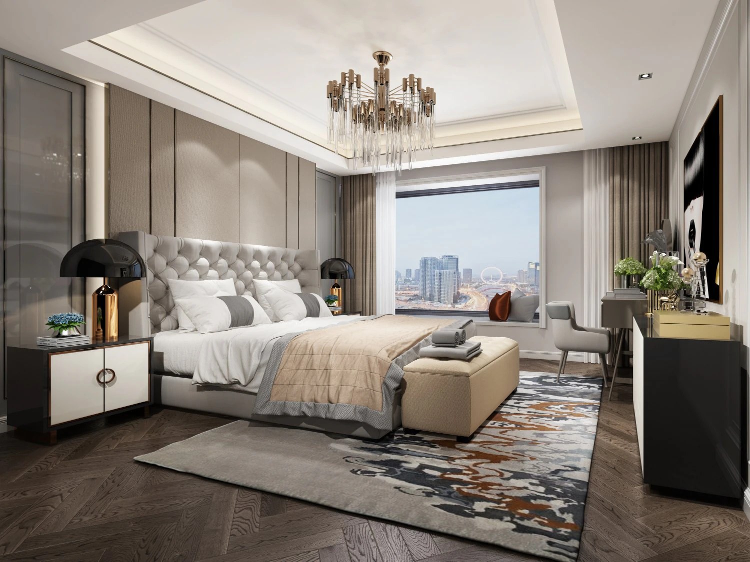 luxurious bedroom 3D Model .c4d .max .obj .3ds .fbx .stl .blend 