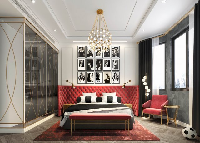 luxurious bedroom 3D Model .c4d .max .obj .3ds .fbx .stl .blend 