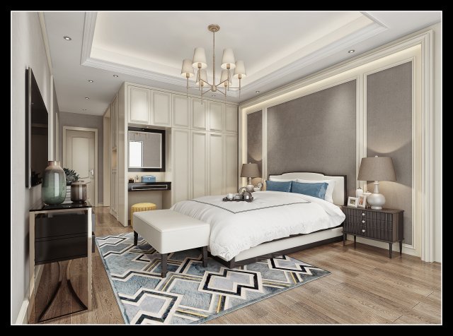 luxurious bedroom 3D-Modell .c4d .max .obj .3ds .fbx .stl .blend 