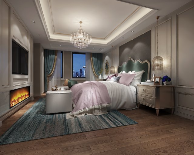 luxurious bedroom 3D-Modell .c4d .max .obj .3ds .fbx .stl .blend 