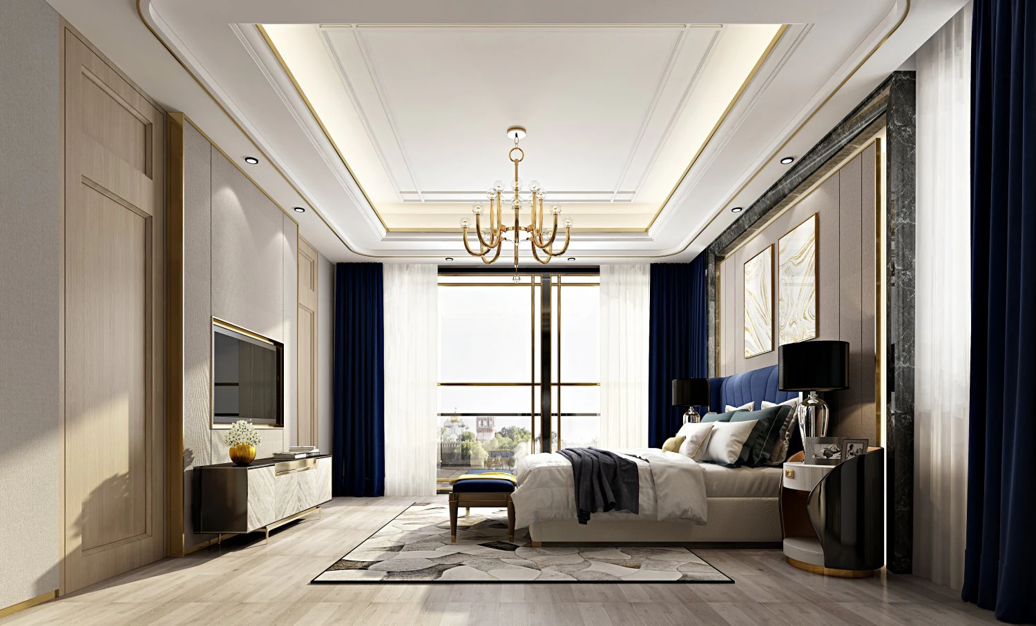 luxurious bedroom 3D Model .c4d .max .obj .3ds .fbx .stl .blend 