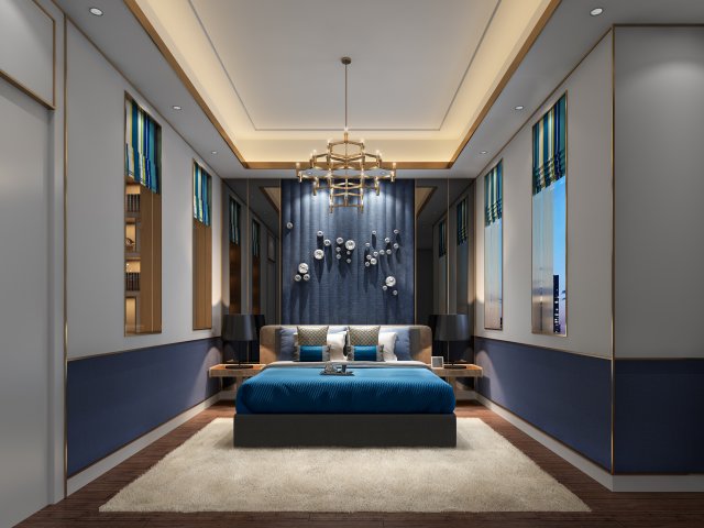 luxurious bedroom 3D 模型 .c4d .max .obj .3ds .fbx .stl .blend 
