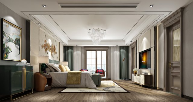 luxurious bedroom 3D 模型 .c4d .max .obj .3ds .fbx .stl .blend 
