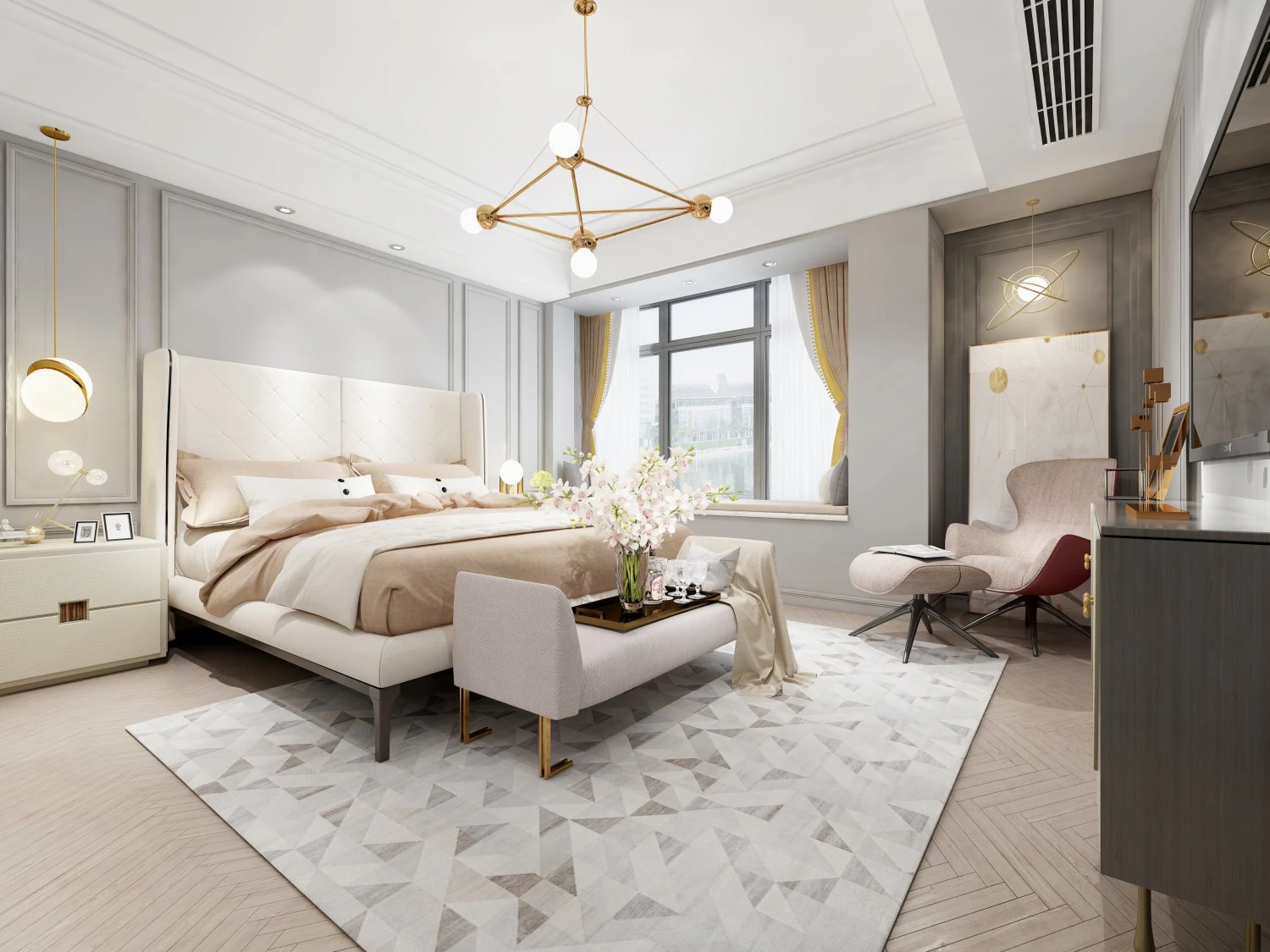 luxurious bedroom 3D Model .c4d .max .obj .3ds .fbx .stl .blend 