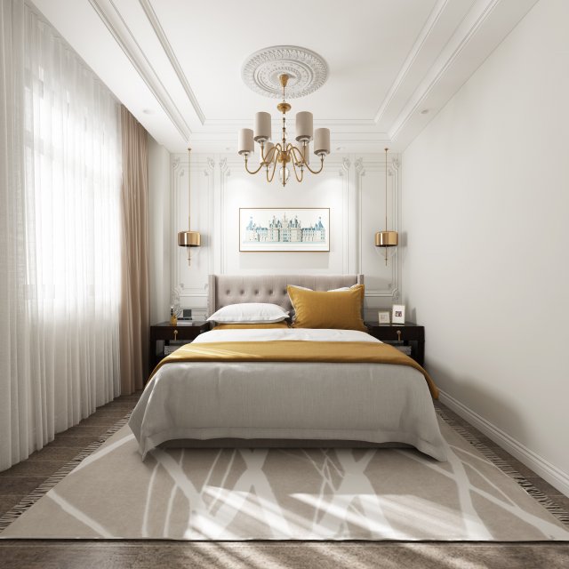 luxurious bedroom 3D 模型 .c4d .max .obj .3ds .fbx .stl .blend 