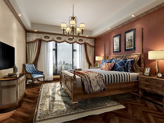 luxurious bedroom 3D 模型 .c4d .max .obj .3ds .fbx .stl .blend 