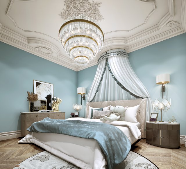 luxurious bedroom 3D 모델 .c4d .max .obj .3ds .fbx .stl .blend 