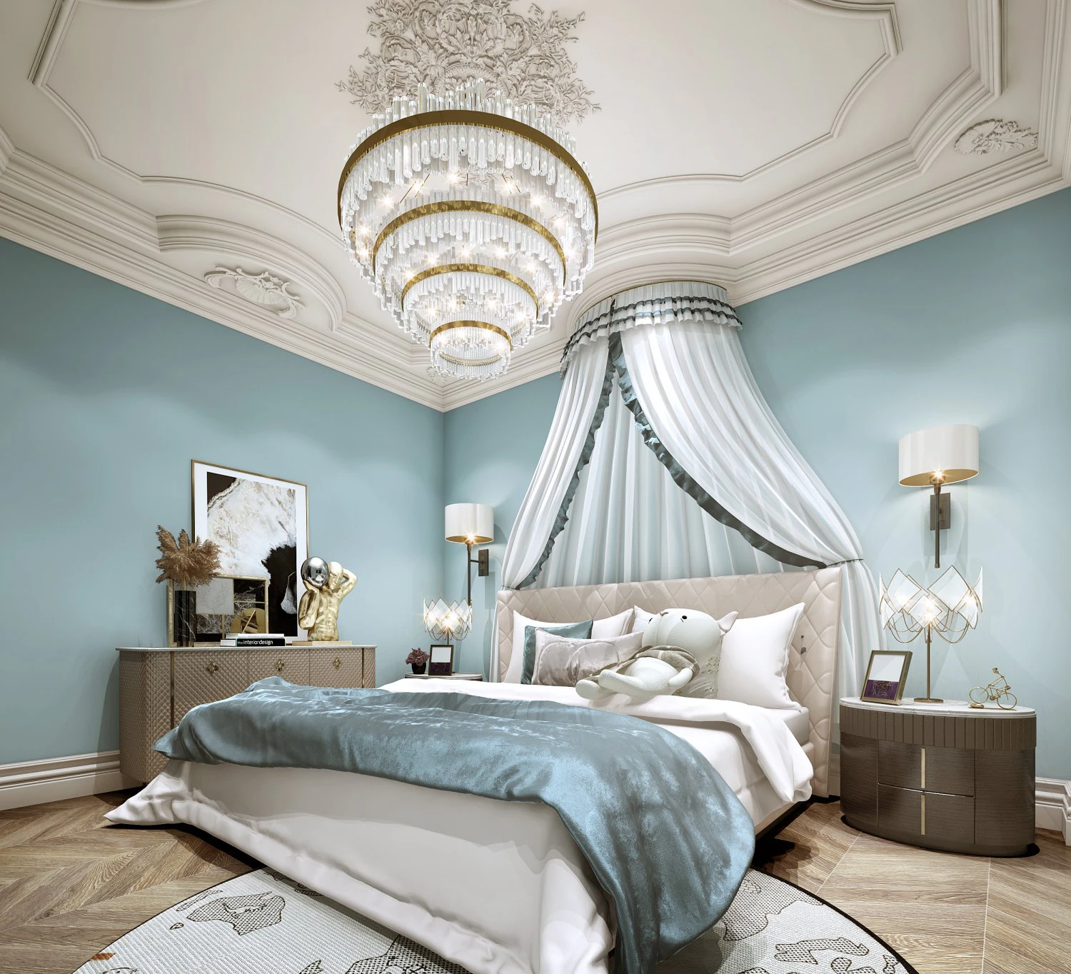 luxurious bedroom 3D Model .c4d .max .obj .3ds .fbx .stl .blend 