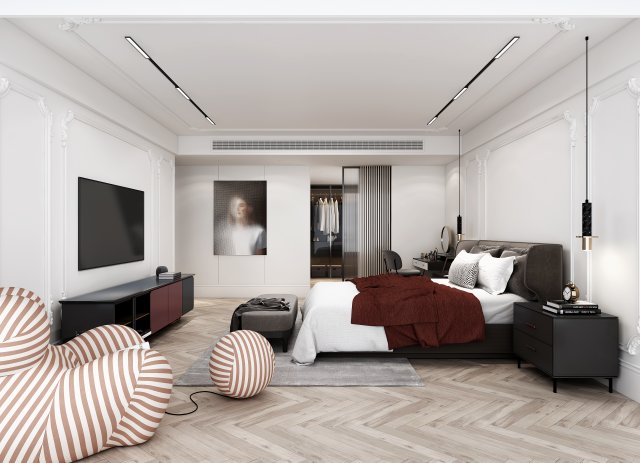 luxurious bedroom 3D 模型 .c4d .max .obj .3ds .fbx .stl .blend 