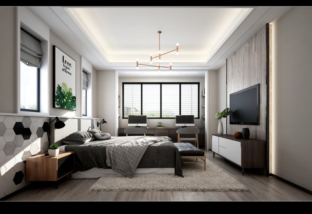 modern bedroom Modello 3D .c4d .max .obj .3ds .fbx .stl .blend 