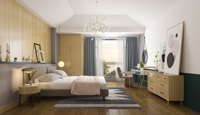 modern bedroom 3D 모델 .c4d .max .obj .3ds .fbx .stl .blend 