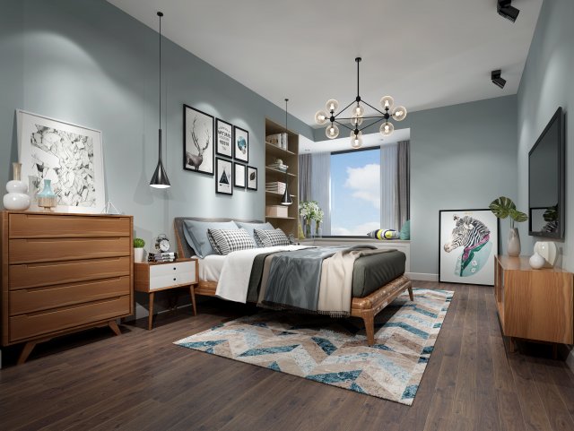 modern bedroom 3D Model .c4d .max .obj .3ds .fbx .stl .blend 