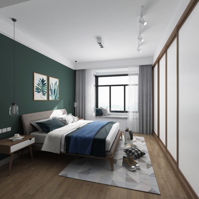 modern bedroom 3D 모델 .c4d .max .obj .3ds .fbx .stl .blend 