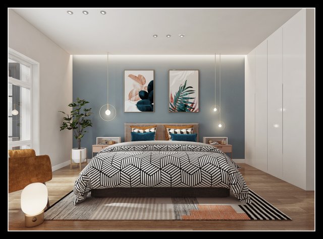 modern bedroom Model 3D .c4d .max .obj .3ds .fbx .stl .blend 