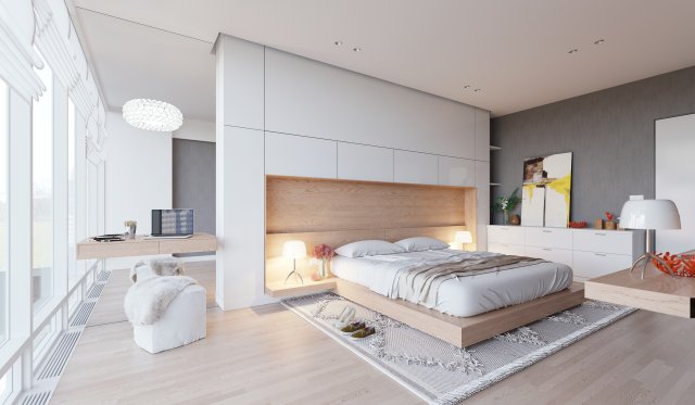 modern bedroom 3D 모델 .c4d .max .obj .3ds .fbx .stl .blend 