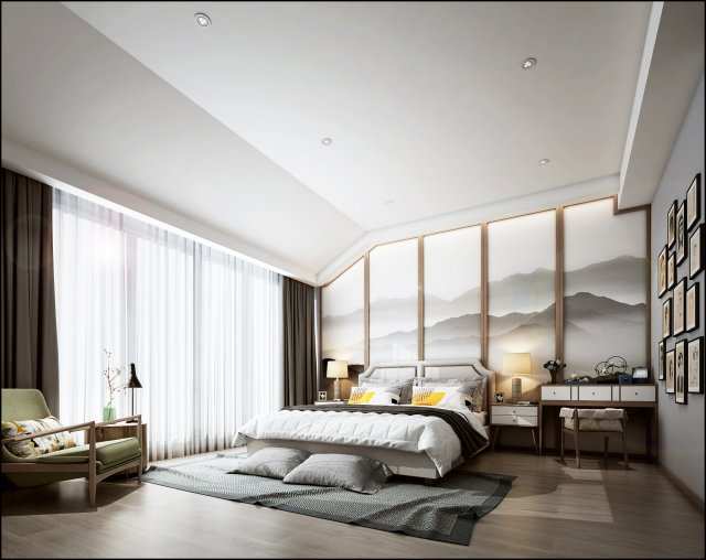modern bedroom 3D Модель .c4d .max .obj .3ds .fbx .stl .blend 