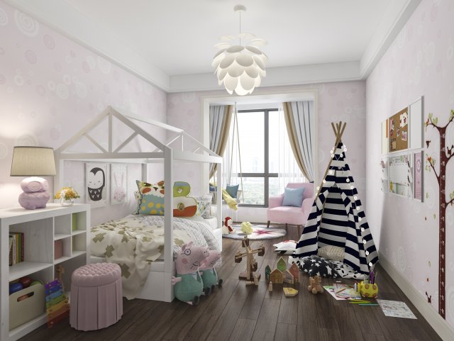 childrens bedroom Model 3D .c4d .max .obj .3ds .fbx .stl .blend 