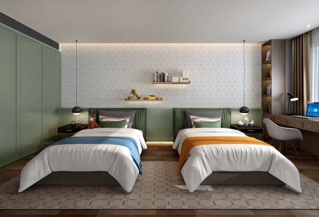 childrens bedroom 3D Модель .c4d .max .obj .3ds .fbx .stl .blend 