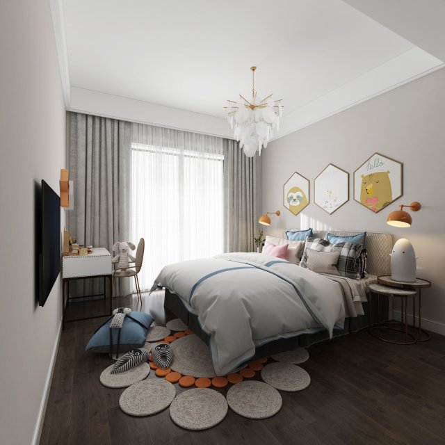 childrens bedroom Modello 3D .c4d .max .obj .3ds .fbx .stl .blend 