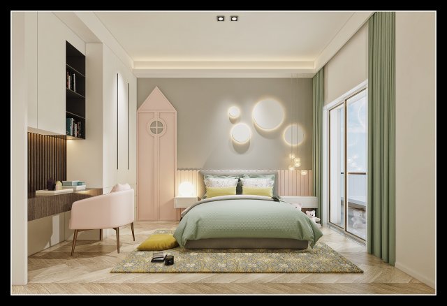 childrens bedroom 3D मॉडल .c4d .max .obj .3ds .fbx .stl .blend 