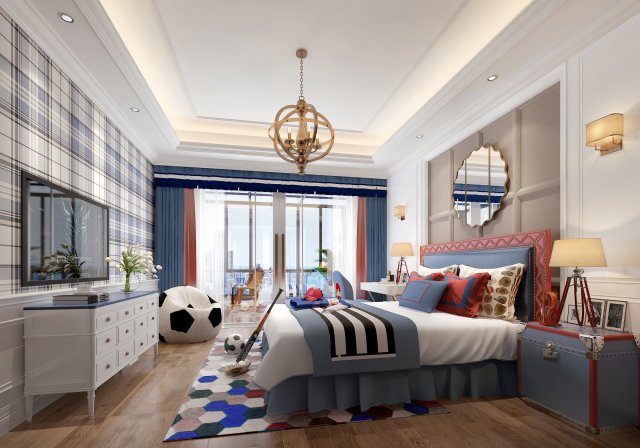 childrens bedroom 3D मॉडल .c4d .max .obj .3ds .fbx .stl .blend 