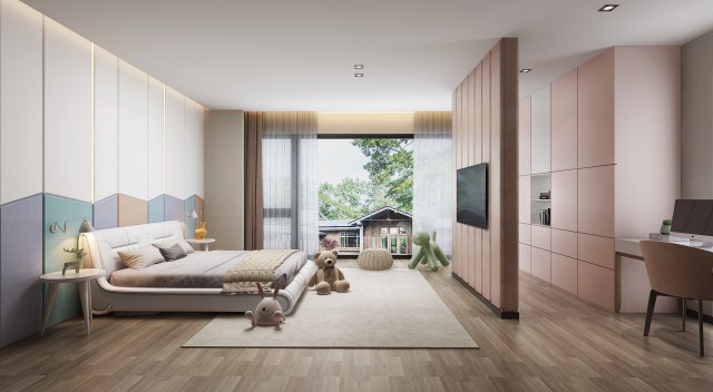 childrens bedroom 3D 模型 .c4d .max .obj .3ds .fbx .stl .blend