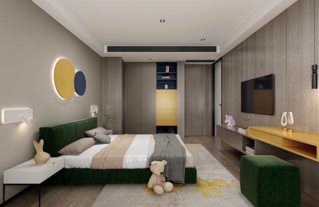 childrens bedroom 3D 모델 .c4d .max .obj .3ds .fbx .stl .blend 