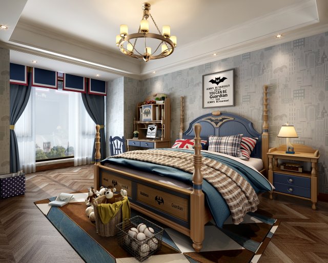 childrens bedroom 3D Model .c4d .max .obj .3ds .fbx .stl .blend