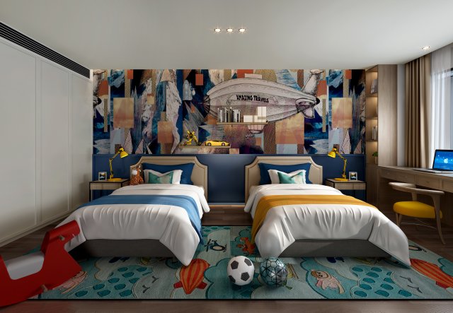 childrens bedroom 3D Model .c4d .max .obj .3ds .fbx .stl .blend 