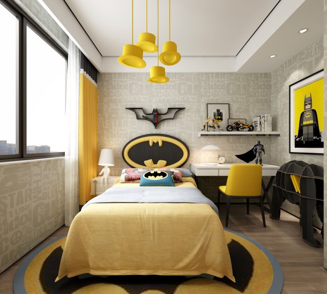childrens bedroom 3D 模型 .c4d .max .obj .3ds .fbx .stl .blend 