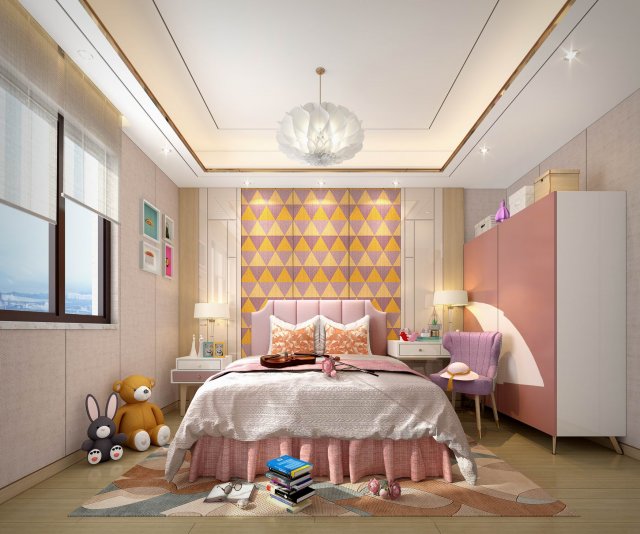 childrens bedroom 3D Model .c4d .max .obj .3ds .fbx .stl .blend 