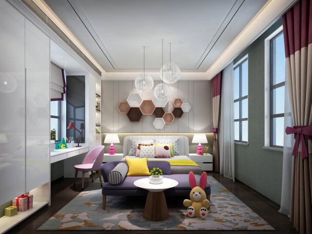 childrens bedroom Model 3D .c4d .max .obj .3ds .fbx .stl .blend