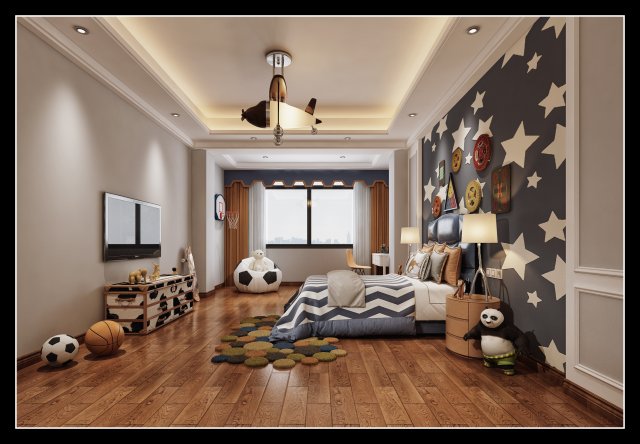 childrens bedroom Model 3D .c4d .max .obj .3ds .fbx .stl .blend 