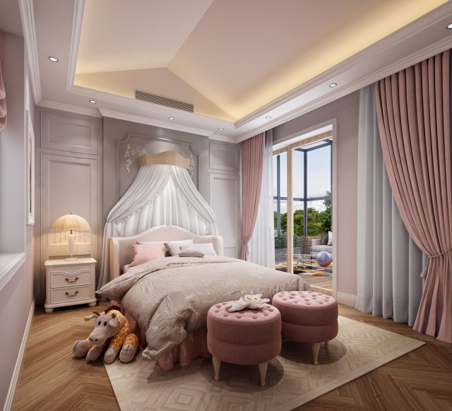 childrens bedroom 3D 模型 .c4d .max .obj .3ds .fbx .stl .blend 