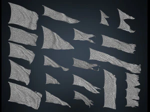 20 fully loop animated flags mid-poly 3D Model