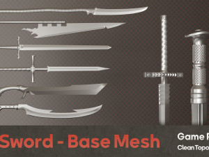25 Sword Base Mesh - Vol 01 Game Ready 3Dモデル