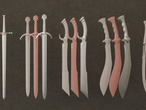 25 Sword Base Mesh - Vol 01 Game Ready 3D-Modell