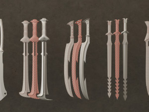 25 Sword Base Mesh - Vol 01 Game Ready 3D-Modell