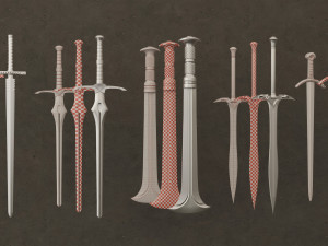 25 Sword Base Mesh - Vol 01 Game Ready 3D-Modell