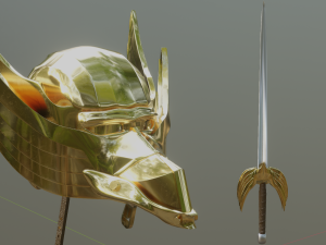 fantasy winged helmet and sword Model 3D
