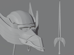 fantasy winged helmet and sword Model 3D