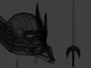 fantasy winged helmet and sword Model 3D