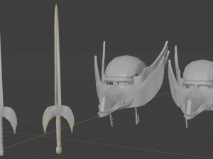 fantasy winged helmet and sword Model 3D
